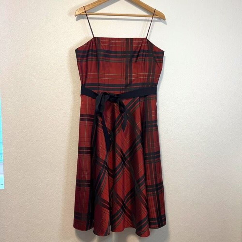 Jessica Howard Tartan Plaid Spaghetti Strap Midi Dress Size 12